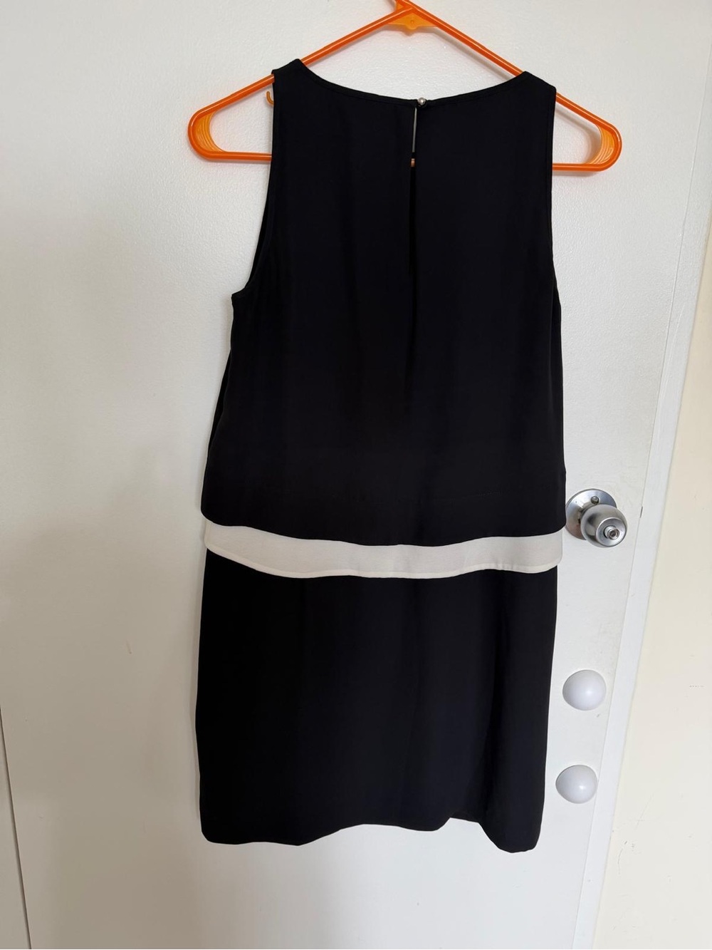 Banana Republic Black Midi Dress with White Waistband